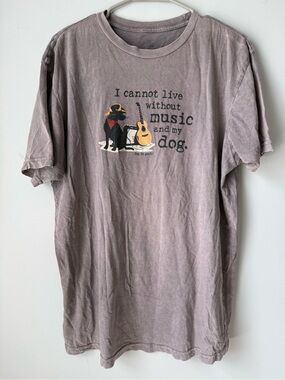 Dog Is Good Dog Lover Music Lover Graphic T-shirt Dusty Mauve purple Size L